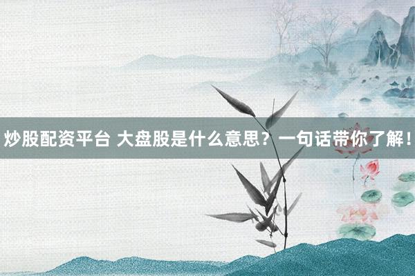 炒股配資平臺 大盤股是什么意思?一句話帶你了解!