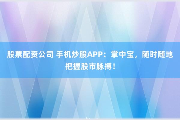 股票配資公司 手機炒股APP:掌中寶,隨時隨地把握股市脈搏!