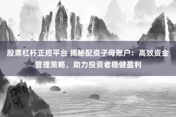 股票杠桿正規平臺 揭秘配資子母賬戶:高效資金管理策略,助力投資者穩健盈利